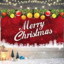 1 件圣诞球和雪花主题冬季圣诞节生日摄影背景窗帘 - 彩色 - 查看 2