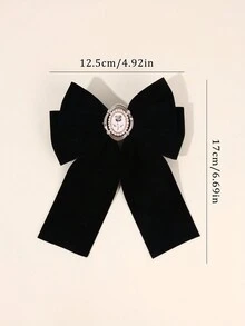 1 peça de grampos de cabelo de veludo de cor sólida com laço grande, grampo de cabelo elegante com decoração de flores para uso diário na cabeça, acessórios de cabelo vermelho e preto para presente
