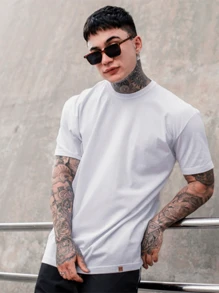 Men's White Casual T-Shirt Stylish Basic Party Shirt Premium Cotton 30.1 Thread - trắng - Xem 4