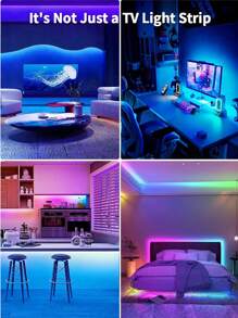Luces LED de 44 teclas de 65 pies con control remoto y aplicación, tiras de luz LED RGB que cambian de color al ritmo de la música, Bluetooth, luces LED para dormitorio, hogar, cocina, decoración, fiesta - luz de color - Ver 5