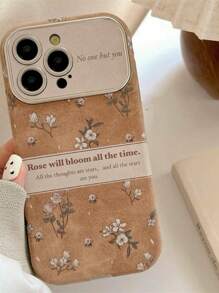 Ốp lưng điện thoại họa tiết hoa Mara cổ điển tương thích với 15/16 Pro Max, tương thích với 13, 14 Pro, ốp lưng bảo vệ bằng silicon mềm chống rơi, phong cách nữ tính sang trọng, mùa thu/đông - màu nâu - Xem 4