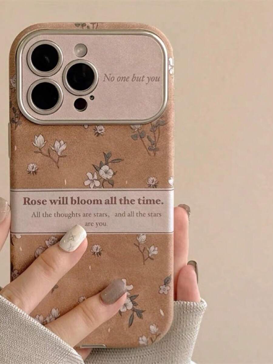 Ốp lưng điện thoại họa tiết hoa Mara cổ điển tương thích với 15/16 Pro Max, tương thích với 13, 14 Pro, ốp lưng bảo vệ bằng silicon mềm chống rơi, phong cách nữ tính sang trọng, mùa thu/đông - màu nâu - Xem 1