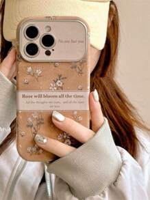 Ốp lưng điện thoại họa tiết hoa Mara cổ điển tương thích với 15/16 Pro Max, tương thích với 13, 14 Pro, ốp lưng bảo vệ bằng silicon mềm chống rơi, phong cách nữ tính sang trọng, mùa thu/đông - màu nâu - Xem 2