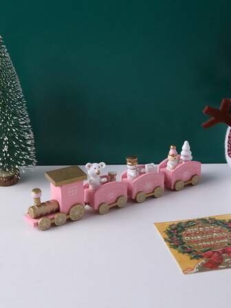 1 件圣诞卡通火车装饰，客厅桌面木制家居装饰，圣诞节节日礼物