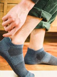 10 pares de calcetines absorbentes de sudor transpirables de color sólido para hombres - A - Ver 3