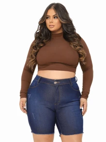 Kit 2 Shorts Jeans Plus Size Feminino Com Lycla (Elastano) Barra Desfiada