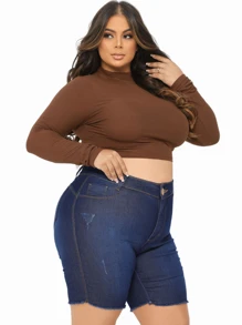 Kit 2 Shorts Jeans Plus Size Feminino Com Lycla (Elastano) Barra Desfiada
