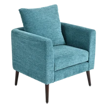 Anwick Mid-Century Accent Chair,Modern Linen Fabric Armchair For Living Room,Boucle Chair,Barre Chair,Fabric Armchair Club Chair, Comfy Upholstered Reading Accent Chairs For Bedroom,Padded Single Chair For Living Room/Bedroom/Study/Waiting Room - 青色 - 查看 4
