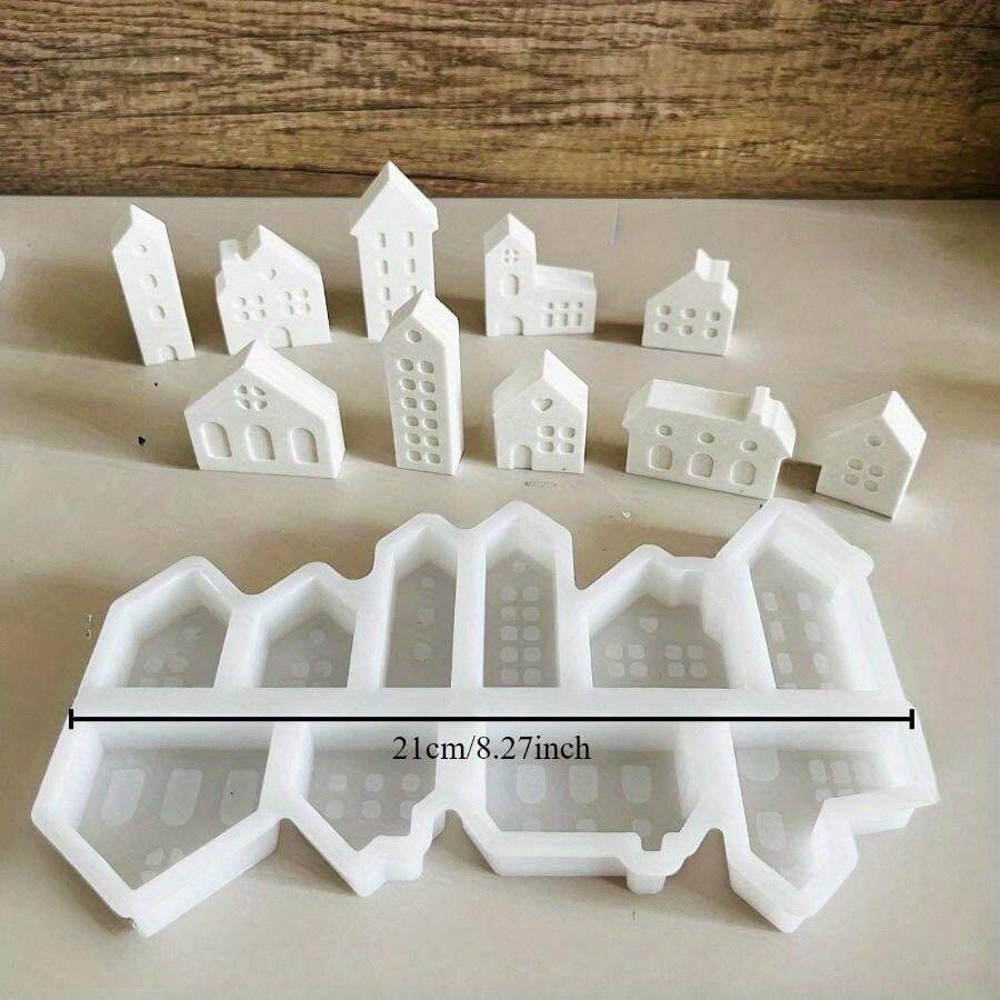 10Cavity Silicone Mold HouseShaped, Nordic & Castle Miniatures For