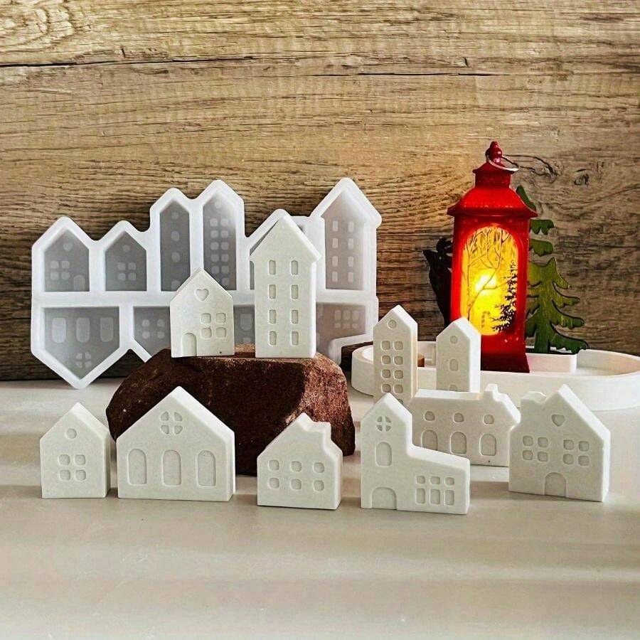 10Cavity Silicone Mold HouseShaped, Nordic & Castle Miniatures For