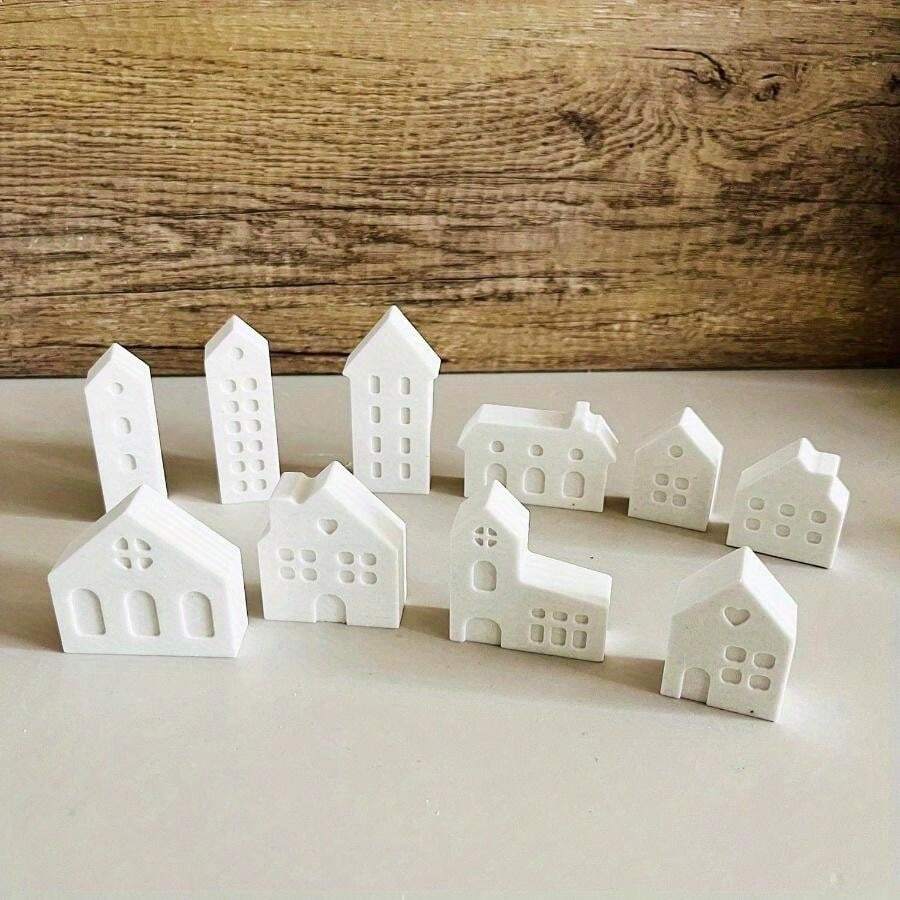 10Cavity Silicone Mold HouseShaped, Nordic & Castle Miniatures For