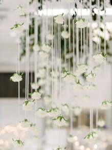 10 rosas rojas + 300cm cuerda transparente, 10 rosas blancas + 200cm cinta, decoración de arco de boda, apto para decoración de boda DIY, baby shower, fiesta nupcial, ramo de boda, centro de mesa de fiesta, decoración de techo Día de San Valentín - Diez rosas blancas + un rollo de cinta de 200cm. - Ver 2