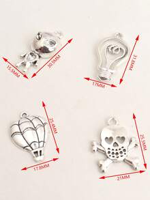 20 件随机混合交通工具饰品，包括飞机、自行车、电动车、火车、太空科技、外星人可爱风格珠宝 DIY 吊坠 - 復古銀色 - 查看 3