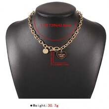 1 件时尚心形“LOVE”女士项链，设计朋克风格粗链吊坠首饰 - 銀色 - 查看 3