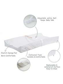 Almohadilla cambiadora de pañales lavable para bebé con correa de , almohadilla cambiadora con forma ergonómica y forro impermeable para colocar sobre el mueble