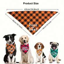 4 件套格子小狗围巾，狗头巾，适合万圣节感恩节圣诞节 - 彩色 - 查看 2