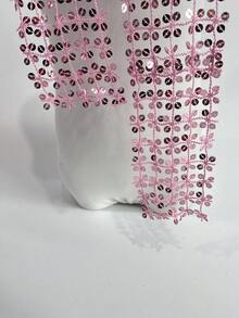 1 chiếc khăn choàng sequin thời trang phù hợp cho mùa đông thu - hồng - Xem 4