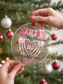 1 件定制文字圣诞装饰品，定制圣诞挂饰，定制吊坠，个性化吊坠，圣诞树装饰，汽车装饰，家居装饰，窗饰，家居装饰礼物，骷髅手，8.9 * 8.9 厘米，圣诞节、派对、生日的创意礼物，送给家人、朋友、女朋友、男朋友、情侣的最佳礼物，送给他的礼物，送给她的礼物 - Santa's Favorite HO - 查看 3