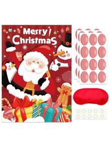 1 Set de Carteles de Papá Noel para Juego de Pañuelos, Set de 38 Piezas de Decoración Colgante para Ambientación de Fiesta en Casa, Pegatinas de Pañuelo para Juegos de Fiesta, Accesorios Decorativos de Juego y Juegos de Pegatinas Divertidas - Papá Noel Póster - Ver 7