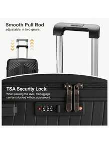 Travel Suitcase, Fashionable Luggage, Fashionable 20 Inch Suitcase, Swivel Wheel, 24 Inch Male And Female Student Boarding Password Suitcase, 28 Inch Storage Box, Wear-Resistant And Large Capacity ,Simple Deluxe Carry On Luggage Airline Approved With TSA Lock Hard Shell Carry On Suitcase Lightweight Suitcases With Wheels Small Luggage For Men Women - Black - View 10