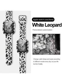 2pcs Soft Leopard Print Silicone Watch Band, Adjustable Waterproof Strap, Bundled With 2-In-1 Anti-Fall Ultra-Thin Tempered Glass Screen Protector, Compatible With Apple Watch Series Ultra/SE/11/10/9/8/7/6/5/4/3/2/1, 38/40/41/42/44/45/46/49mm, Smart Watch Accessories - Multicolor (no Watch) - View 6