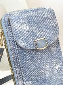 Túi đeo chéo đa chức năng, dung tích lớn, hai lớp, ví đựng điện thoại di động, thời trang đơn giản và mềm mại, giải trí, ngày lễ, hẹn hò - Màu xanh lam - Xem 1