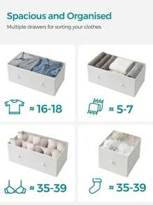 SONGMICS Chest Of Drawers, Fabric 5-Drawer Storage Organiser Unit, Dresser, For Living Room, Hallway, Nursery, White And Oak - White - View 4