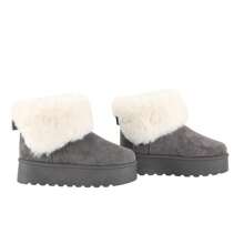 READYSALTED Women's Suede Snow Boots Fashionable Comfortable Slip Resistant Boots Women's Plush Warm Lined Ankle Boots - Grey - View 4