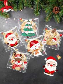 40/80 件圣诞糖果袋 - 一次性自封 OPP 糖果和饼干袋，带有节日卡通图案，适合节日礼物 - 多色 - 查看 2