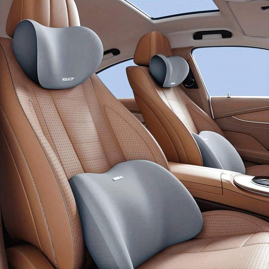 Ergonomic Car Seat Cushion Set Memory Foam Headrest, Lumbar Support