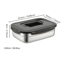 1 件不锈钢盖便当盒，学生午餐盒，水果蔬菜食品密封盒，冰箱密封防漏保鲜，学校用品 - 黑色 - 查看 14