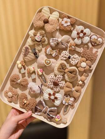 14 قطعة من مشابك الشعر بتصميم الأزهار الداكنة وأذن الأرنب والفيونكة، إكسسوارات شعر عصرية هدية للبنات الجميلات