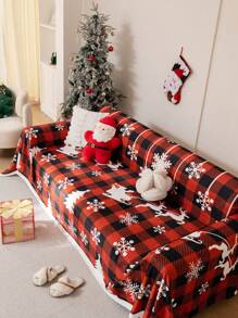 1 件圣诞法兰绒沙发毯，温暖圣诞装饰沙发套，宠物友好型防刮沙发保护套，可机洗家居装饰适用于 L 型沙发和 1/2/3/4 座沙发（单独出售），圣诞礼物
