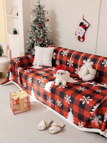 1 件圣诞法兰绒沙发毯，温暖圣诞装饰沙发套，宠物友好型防刮沙发保护套，可机洗家居装饰适用于 L 型沙发和 1/2/3/4 座沙发（单独出售），圣诞礼物