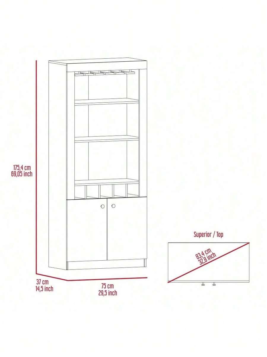 Montenegro Bar Double Door Five BuiltIn Wine Rack