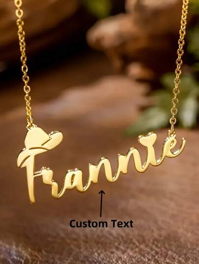 1pc Gold Silver Custom Western Cowboy Hat Name Necklace - Stainless Steel, Adventure Jewelry For Men And Women, Perfect For Vacation/Sports, All Seasons Thanksgiving Christmas