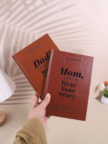 1pc Brown English Edition Notebook, "Dad/Mom, I Want To" Font Beautiful Cover Design - A Daily Itinerary Planner For Friends, Classmates And Family, A Creative Notebook For Sharing Life And Love