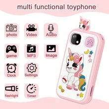 Juguete teléfono inteligente para niños, juguete teléfono para niños con pantalla táctil HD y cámara dual tipo unicornio, cámara de vídeo digital HD con funda protectora de silicona, juguetes de aprendizaje, regalos de Navidad y cumpleaños para niñas de 6 a 12 años