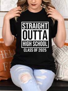 Oversized Style For Women, Straight Outta High School T Shirt, Senior Class Of 2025 Shirt, Vintage Comfortable Tee, Unisex Shirt, High School Gift Shirt, Graduation Gift Tee, Loose Type T-Shirt For Women