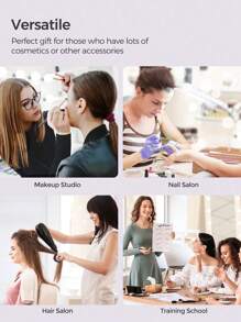 SONGMICS Make Up Trolley, Cosmetic Case, Beauty Case, Hairdressing Case, With 4 Removable Universal Wheels, Top With 3 Levels, Drawers With Slide Rails, Professional For Travel, Black - Black - View 6