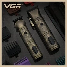 VGR 理发器专业理发器复古金属理发机无绳数字显示男士修剪器 V-670 - 銅色 - 查看 5