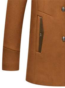 Men's Business Woolen Coat Fashion Scarf Ironless Woolen Coat Windproof Warm Coat - 黃色 - 查看 2