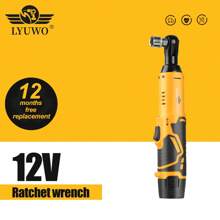 LYUWO LYUWO Power Tool 3/8-Inch Cordless Yellow Ratchet Electric Wrench 45Nm 90 Degree Right Angle 12V Rechargeable Ratchet Wrench, With A Slender Body For Easy Multi Angle Entry Into Narrow Spaces, No Longer Bound By Wires