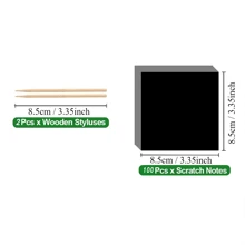 100pcs Scratch Art Paper Set With Bamboo Scratch Stylus, Colorful Scratch Painting DIY Doodle, Rainbow Scratch Art Kit, Reveal Vibrant Colors & Hidden Patterns, Creative Cardboard Art, Fun For Back To School - Multicolor - View 3