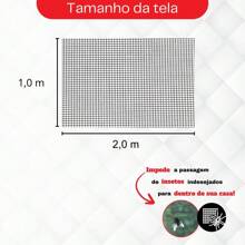 Telas MM Tela Mosquiteira Fibra Vidro Cinza 2,00 x 1,00m - Cinza - Visão 3