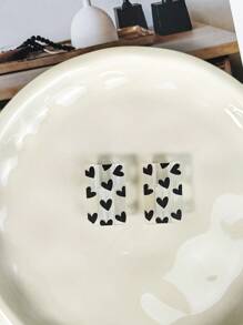 2pcs Heart Outline Print Data Cable Protectors Charger Protector - Black - View 1