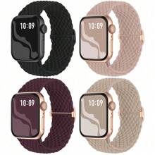 4条装编织弹力单环表带，兼容 38mm、40mm、41mm、42mm、44mm、45mm、49mm、46mm，男女通用，尼龙弹力表带，兼容Series 10、9、8、7、6、SE、5、4、3、2、1、Ultra、Ultra 2 - Series10 46mm - 查看 18