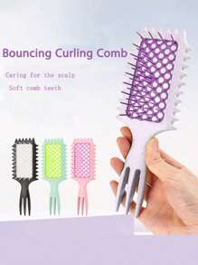 Curl Defining Brush1pc, Curl Brush For Curly Hair Styling Brush, Shaping And Defining Curls Comb For Women Men Less Pulling And Curl Separation Wheat Straw, Triple Pointed Tail Design Materials Define Curl Styling Brush1Pc - Multicolor - View 7