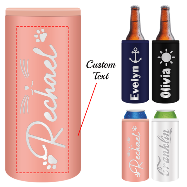 1 PC Suporte de bebidas de aço inoxidável fino personalizado com nome gravado e ícone de logotipo