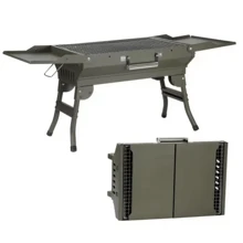 Foldable Portable Charcoal Grill With Portable Handle & Installation-Free Shelves, Barbecue Grill, Small Tabletop BBQ Grill For Outdoor Camping Cooking Travel Party - 軍綠色 - 查看 7